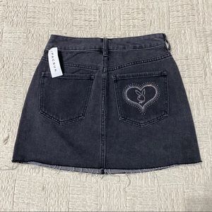 Playboy By PacSun Ultra High Waisted Denim Skirt Sz 26 Bunny Bejeweled NWT Black